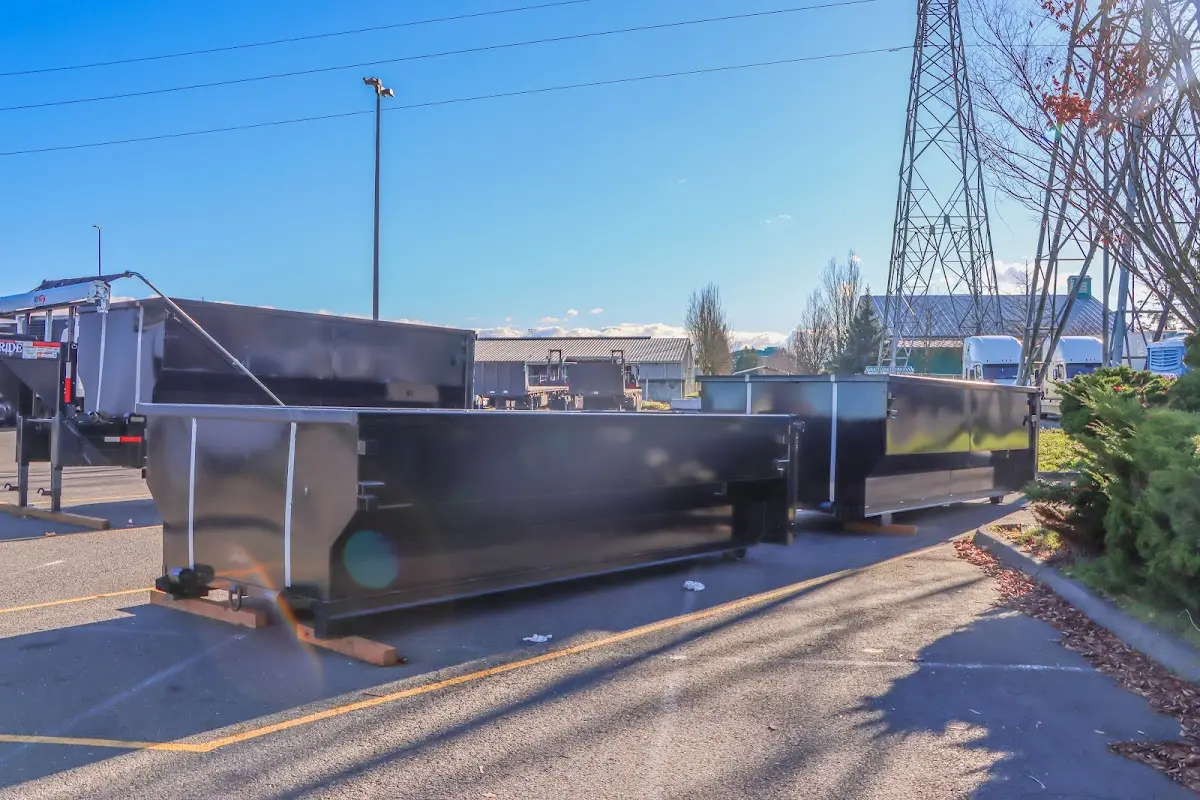 Roll-off dumpster ready for waste disposal at job site for 8 Yard Dumpster Rental in Jacinto City